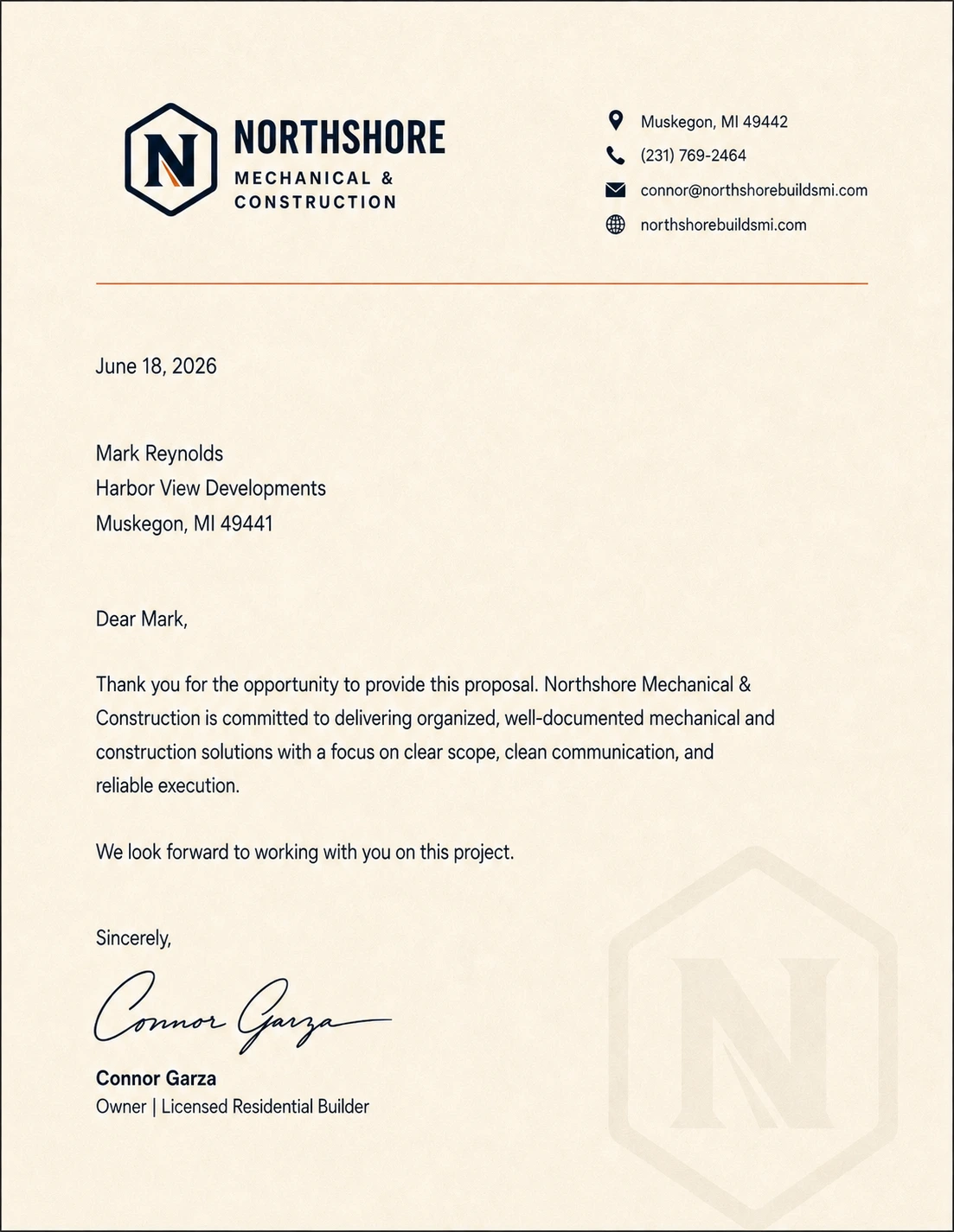 Northshore letterhead master preview